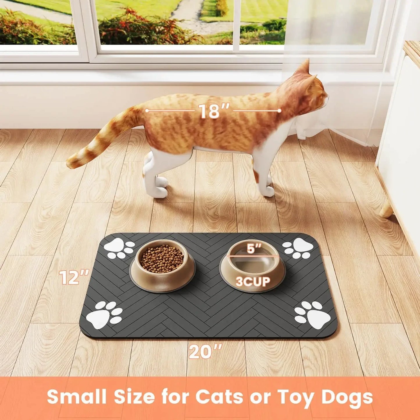 S（little kitten ）、M、L bsorbent Pet Feeding Mat, Waterproof