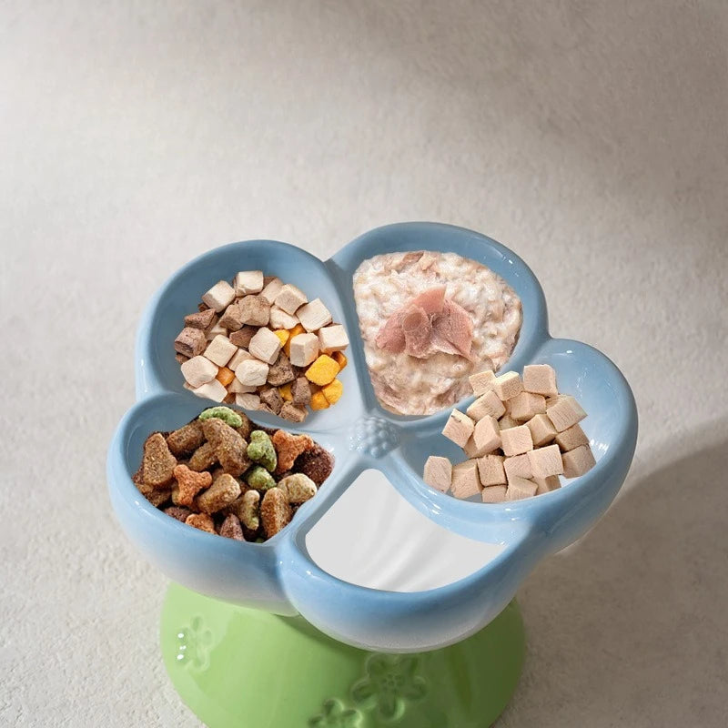 Pet Slow Feeders Food Bowl High Footed Ceramic Cat Bowl