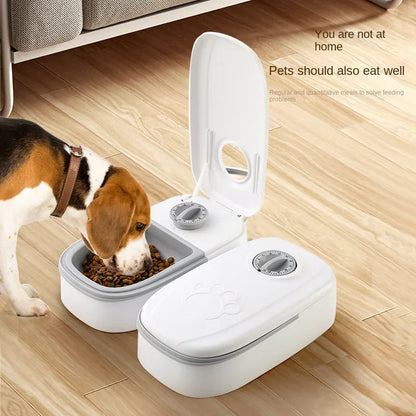 Dog Feeder Cat Automatic Feeding Water Bowl with Timer Pet Food