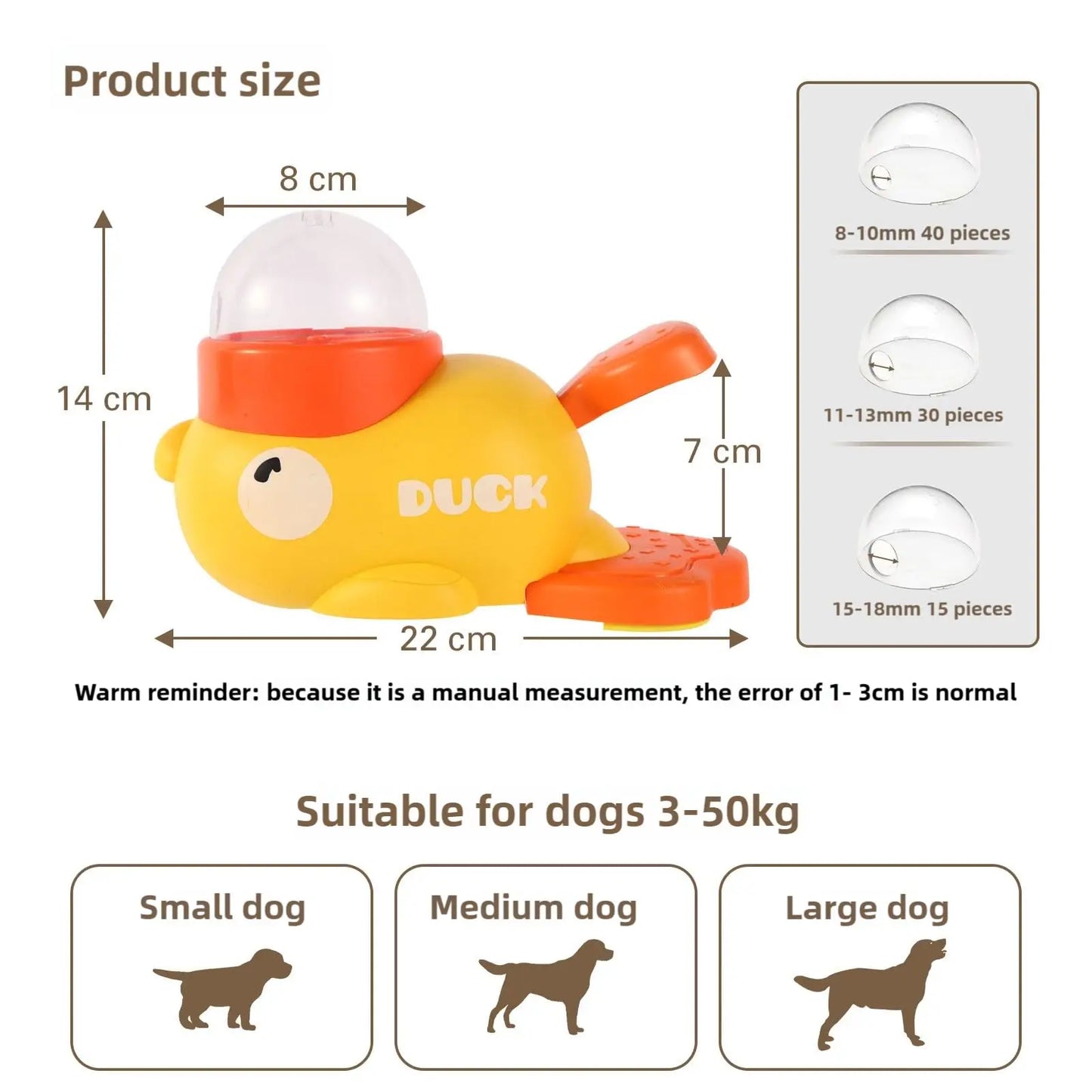 Pet slow food bowl, duck dog snack dispenser, slow