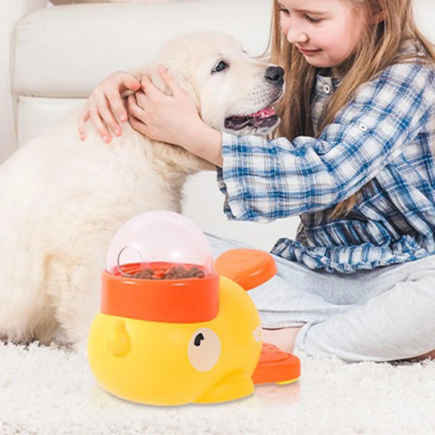 Pet slow food bowl, duck dog snack dispenser, slow