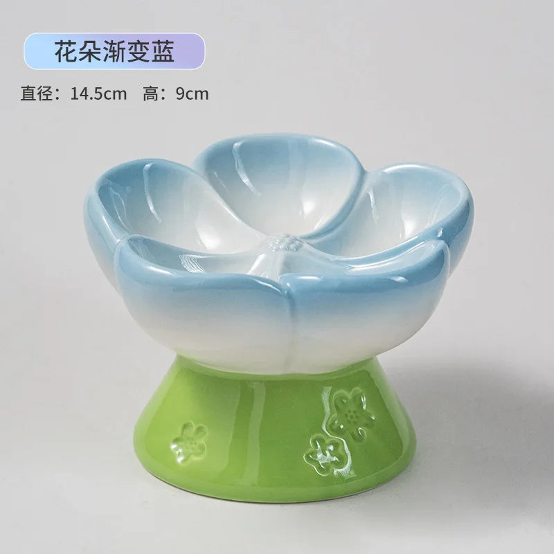 Pet Slow Feeders Food Bowl High Footed Ceramic Cat Bowl