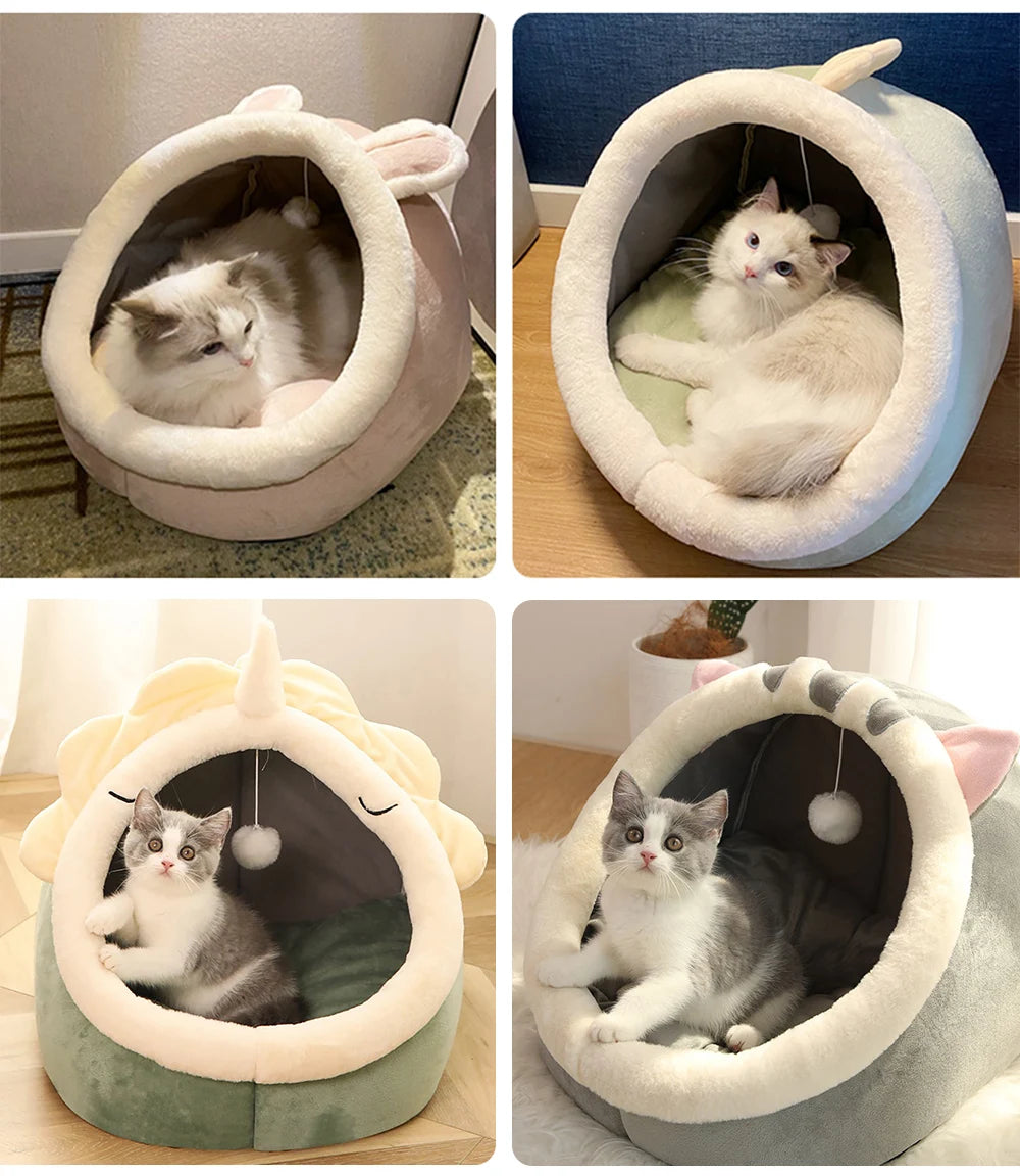 Deep Sleep Cat Bed Cartoon Pet Bed Foldable Removable