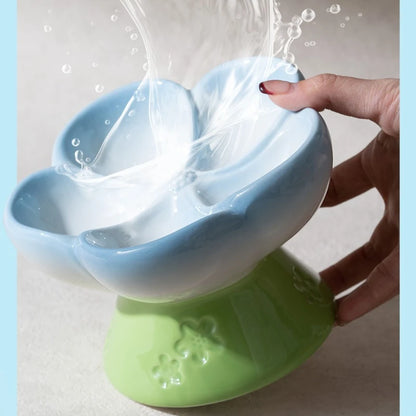 Pet Slow Feeders Food Bowl High Footed Ceramic Cat Bowl